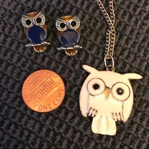 Owl Jewelry Bundle - Owl Necklace and Owl Earrings